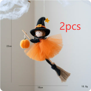 Halloween Decoration Broom Girl Angel Pendant